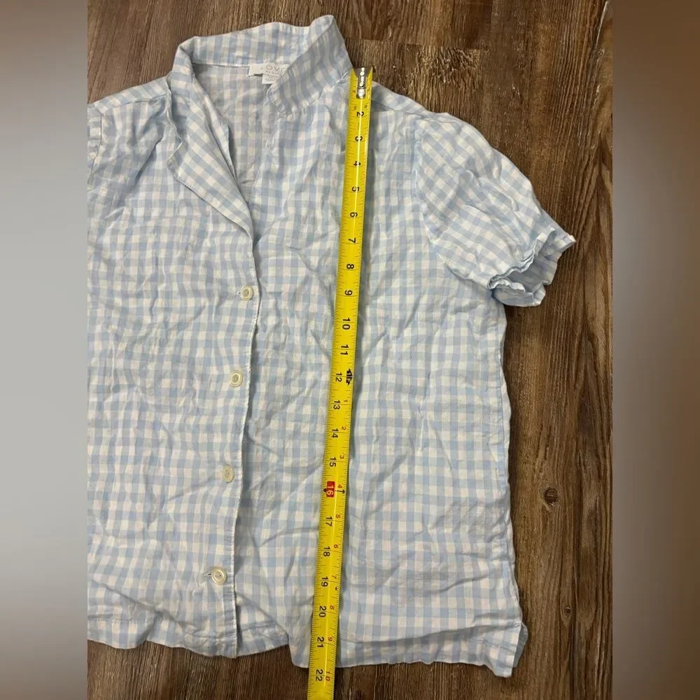 Love by Gap Blue White Gingham Button Down Pajama Top Medium Plaid Loungewear